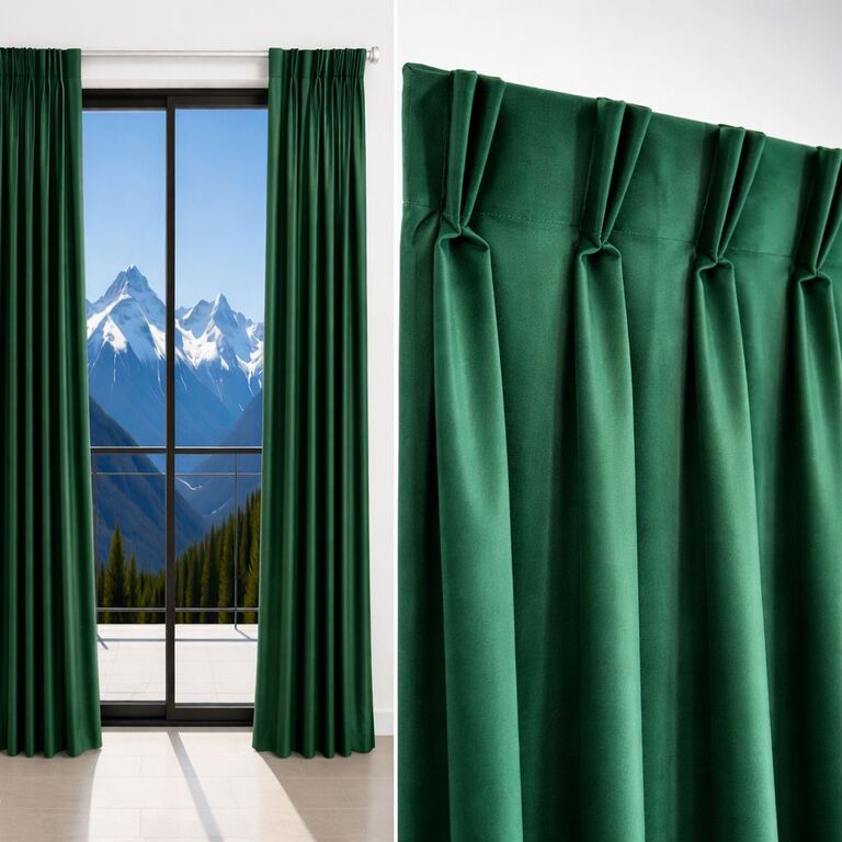 Vorhang mit Faltenband. Doppelte Falte.