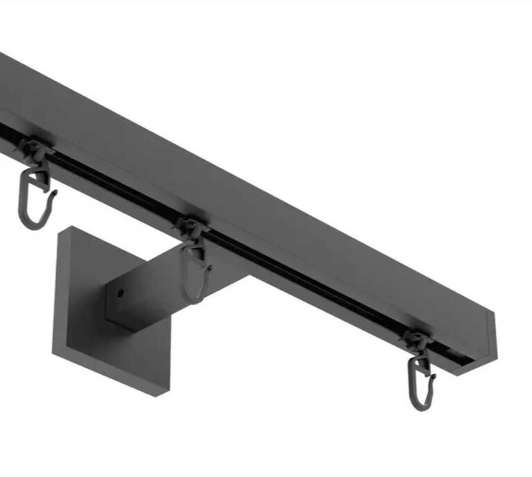 Schwarz Aluminum Vorhangschiene 1 Läufig. 180 cm lang.
