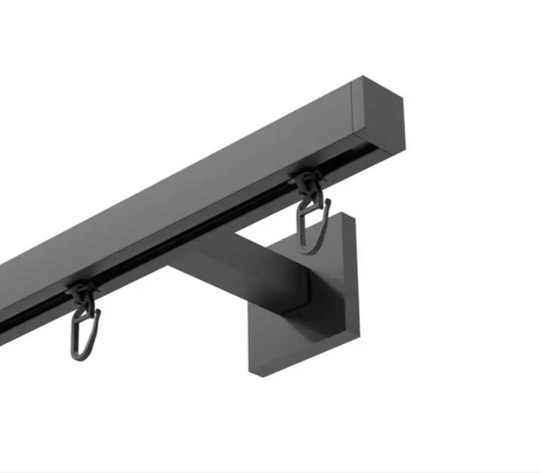Schwarz Aluminum Vorhangschiene 1 Läufig. 180 cm lang.