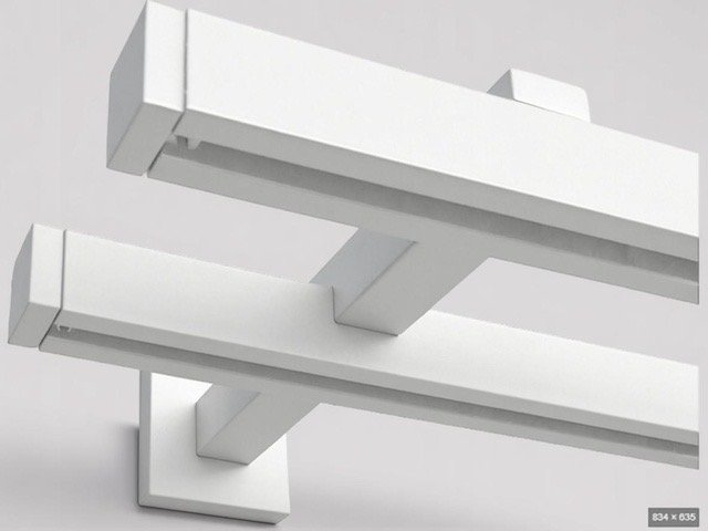 Aluminum Doppelter Wandvorhanghalter. 180 cm lang.