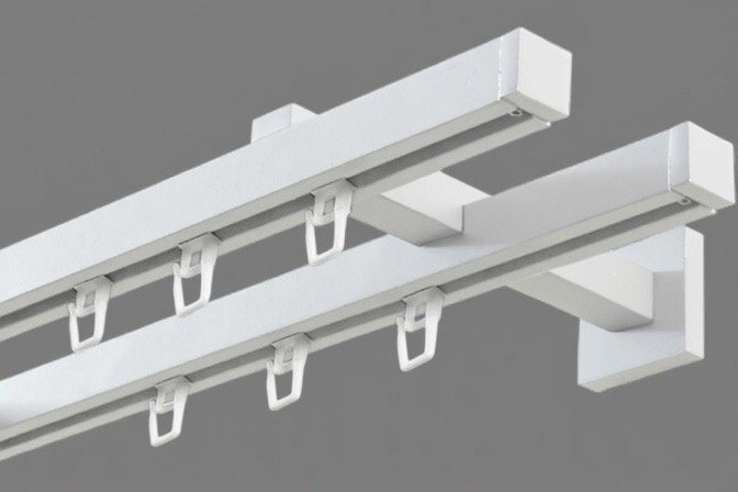 Aluminum Doppelter Wandvorhanghalter. 180 cm lang.