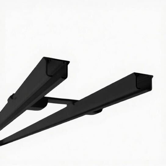 Aluminum Doppelter Wandvorhanghalter. 180 cm lang.(schwarz)